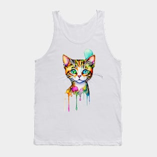 COLORFUL KITTY CAT FACE Cat Art Abstract Tank Top